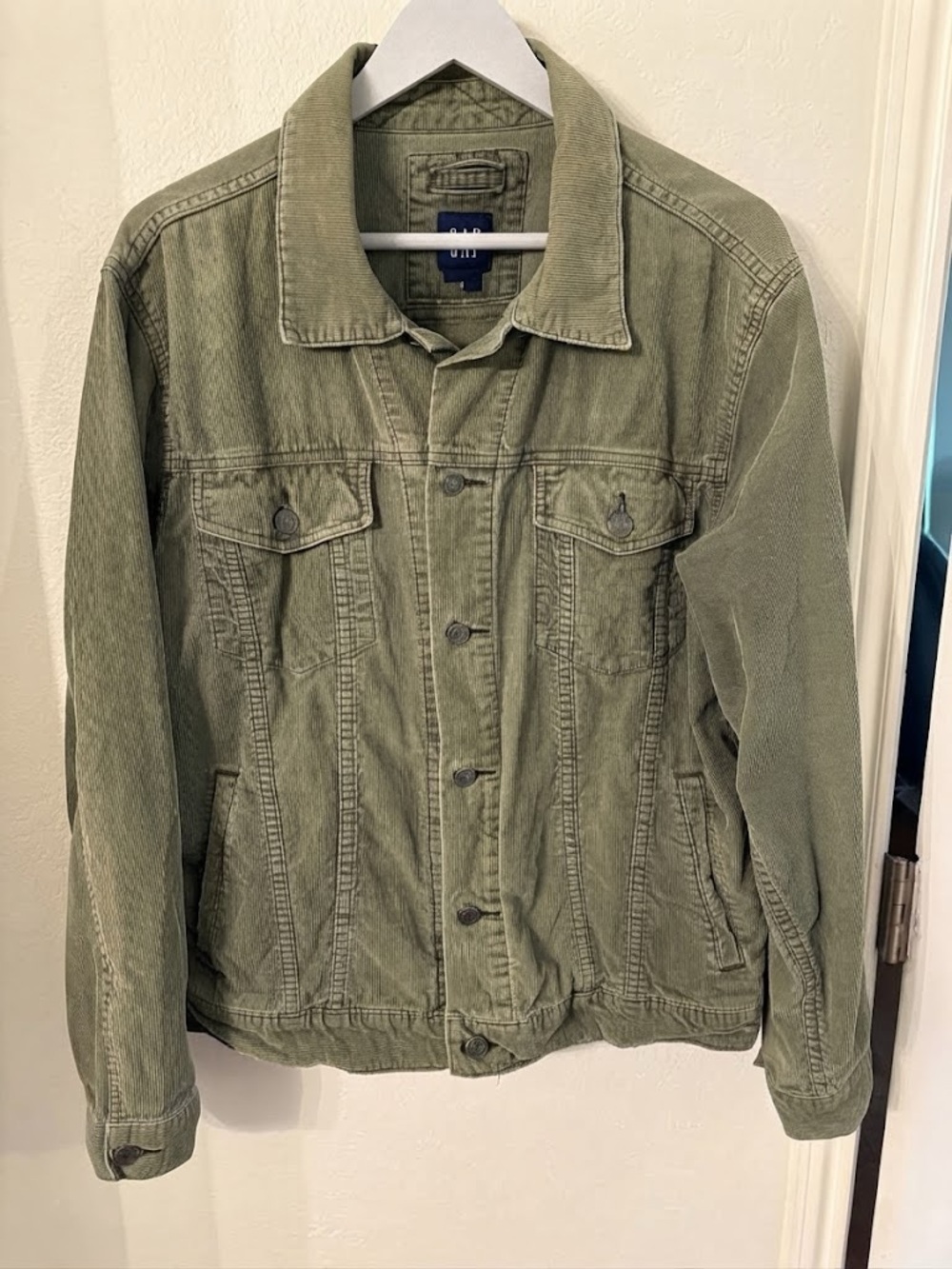 Vintage 2003 Gap Olive Green Corduroy Trucker Jacket Mens Size Large